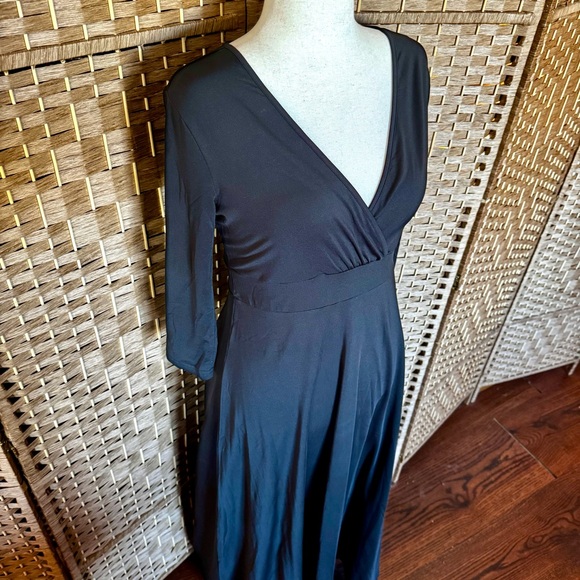 NWT black stretch knit Poseshe maxi dress L - Picture 4 of 13